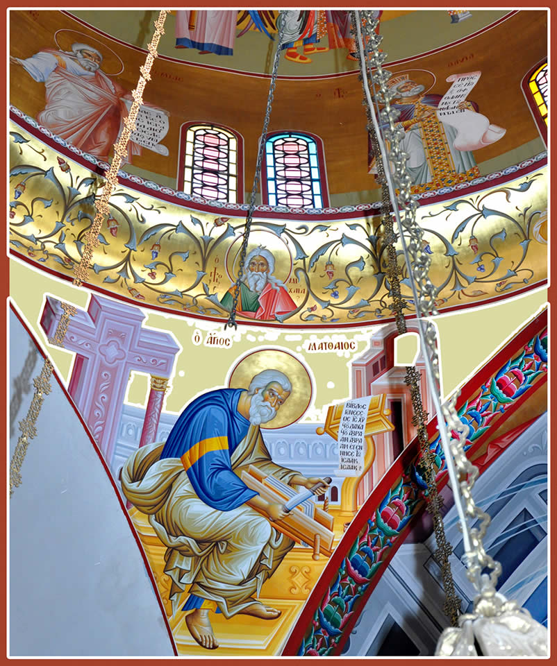 Frescoes wall painting hagiographies of saint Nikolaos church